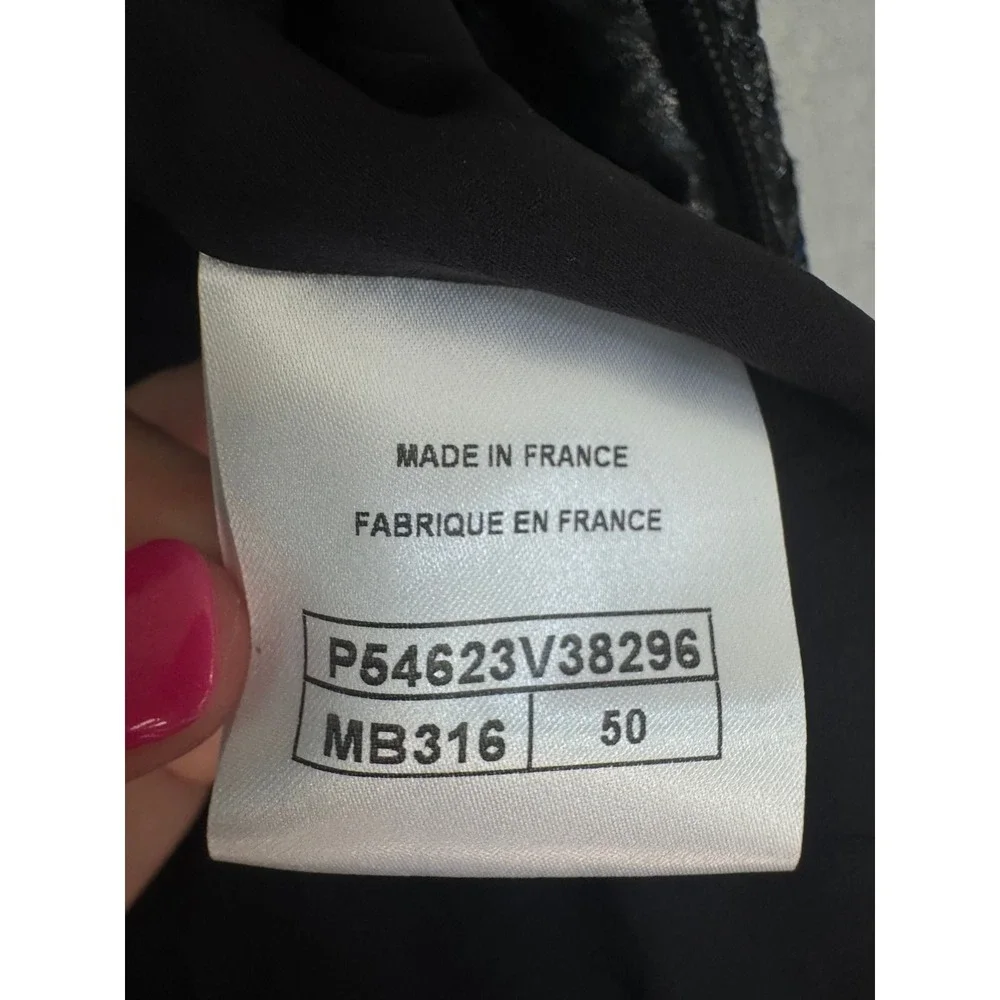 Chanel Black Blue Floral Jacquard Longline Jacket Camellia CC Logo FR50 US 16 18